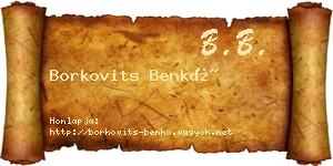 Borkovits Benkő névjegykártya